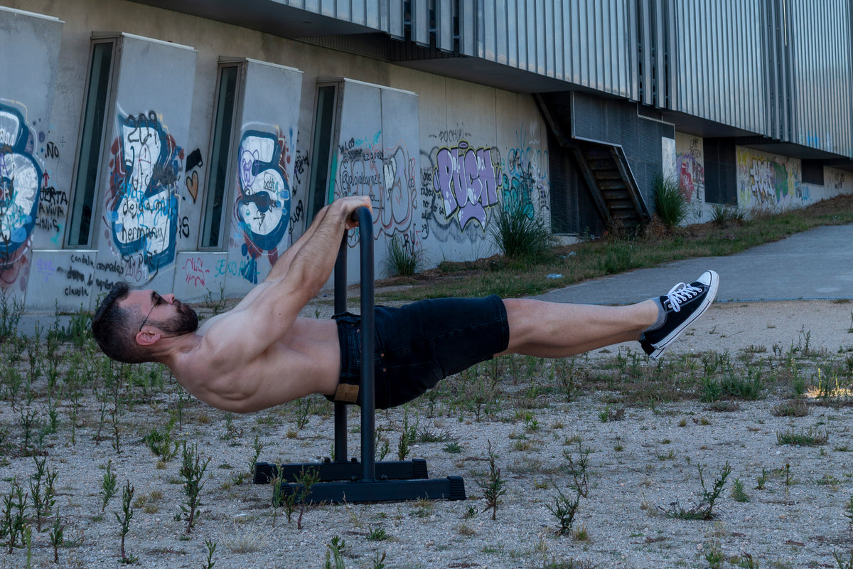 HIGH5 full front lever en barra paralela metal alta